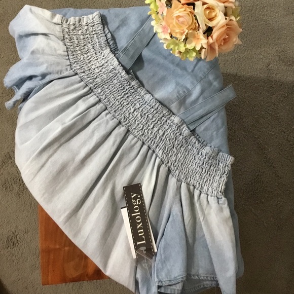 Luxology Ombre Chambry Denim Off Shoulder Dress - Picture 5 of 6